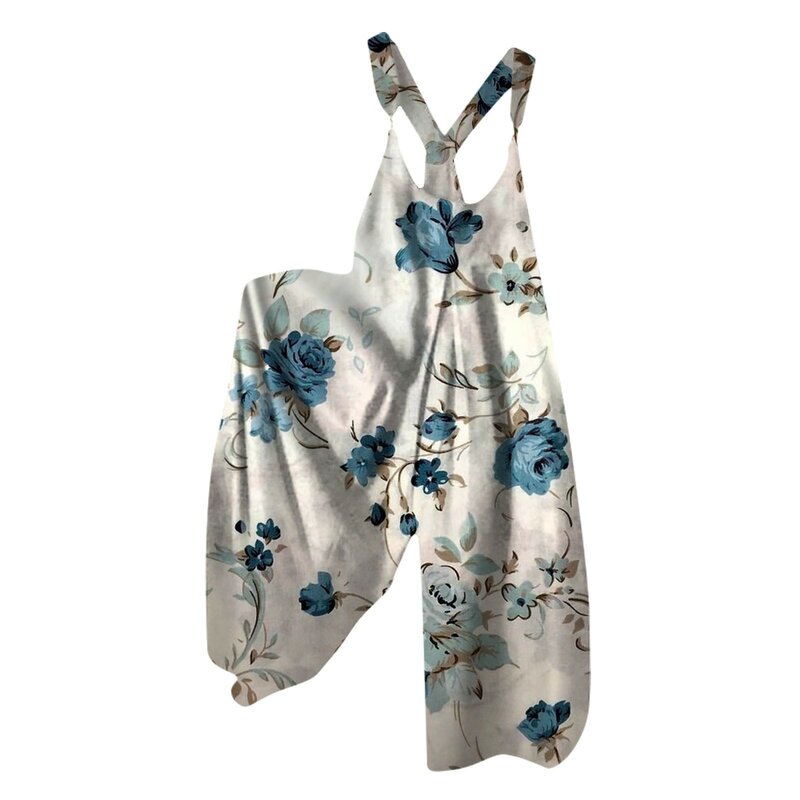 Комбинезон женский с карманами, элегантный свободный повседневный уличный модный простой Длинный комбинезон с принтом, на лето-весну