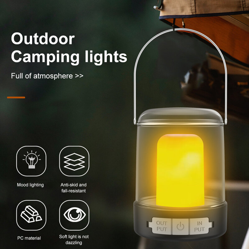 Namiot zewnętrzny Camping Przenośna lampa ogrodowa Prosty kreatywny hotel Homestay Sypialnia Atmosfera Lampka nocna z 3 trybami﻿