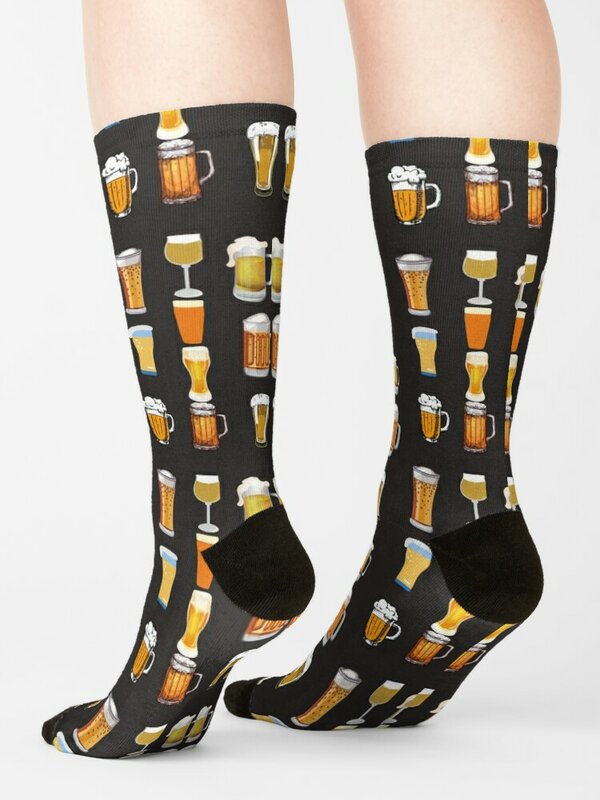 Calcetines de cerveza para hombre y mujer, medias calentadas de dibujos animados para invierno