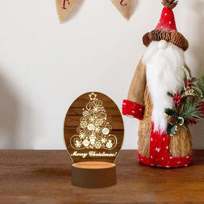 Рождественское украшение, 3D лампа, Акриловая Рождественская Светодиодная настольная лампа с сенсорным управлением, светодиодная настольная лампа для украшения комнаты, праздничные подарки