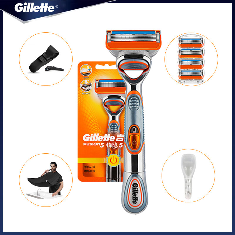 Gillette-afeitadora Fusion 5 Power, máquina de afeitar Manual, Cuchillas de 5 capas, alimentadas por batería, depilación facial Original para hombres