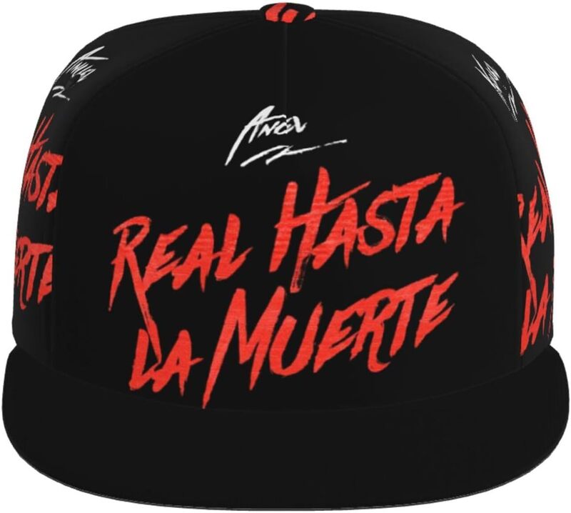 Anuel Rapper AA Singer Hat Flat-Brimmed Baseball Cap Dad Ball Hat Snapback Hip Hop Cap for Men and Women Black