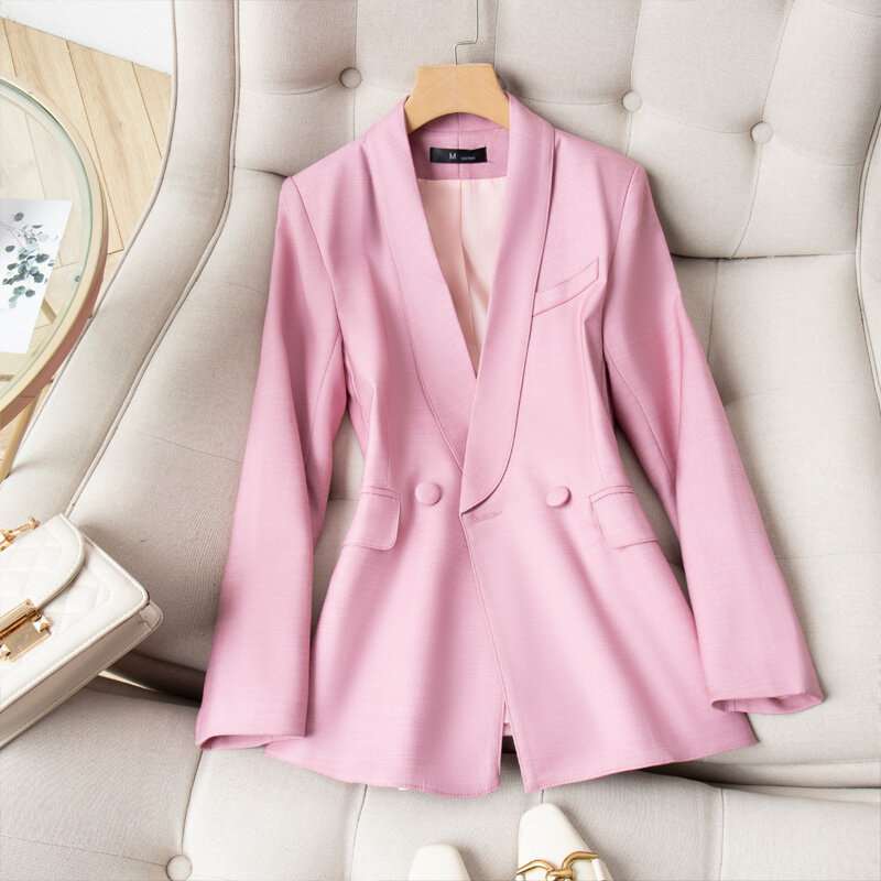 정장 스커트와 재킷 세트 숙녀 작업복 의류 사무복 스타일 봄 가을 핑크 블레이저 여성 비즈니스, 스커트 사무실 유니폼