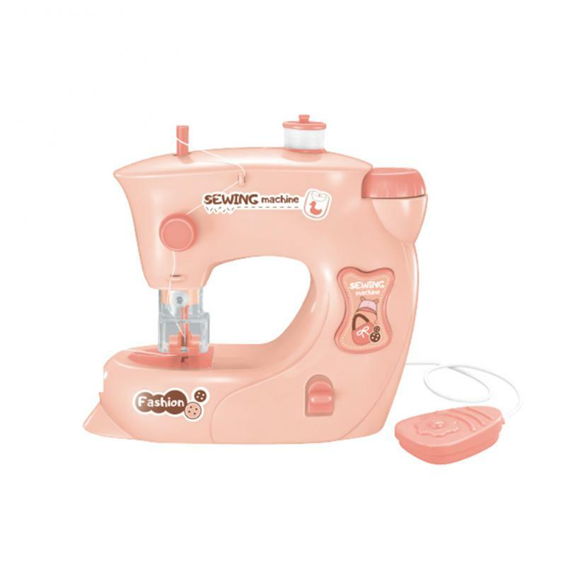 Children DIY Simulation Sewing Machine With Lights Electric Toys Knitting Home Appliance Puzzle Furniture Pretend Play Toy Gift