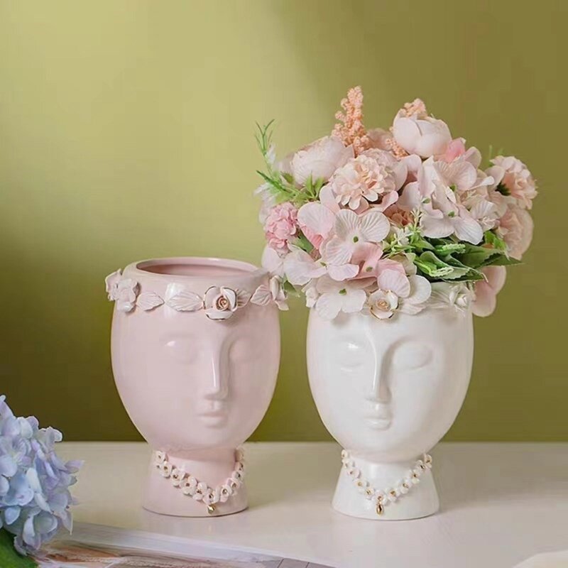 Moule pot fleurs en forme visage, bricolage Vases succulents pour jardinières succulentes F19D