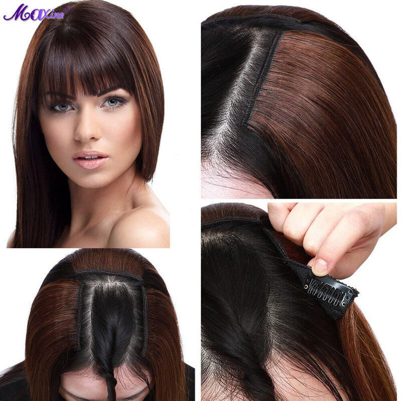 Extension de cheveux invisible pour femme, sous-pièce, clip sans couture, haut pour cheveux amincissants, 15cm, 6 po