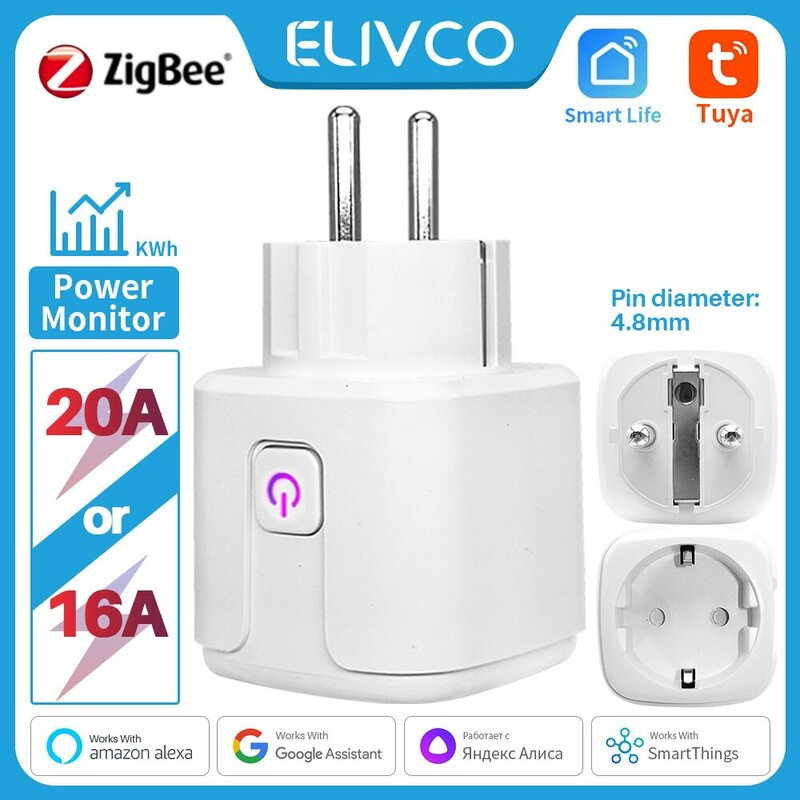 Tuya Smart Plug Zigbee EU 16A/20A Smart Socket Met Power Monitor Timing Voice Control Werkt Whit Alexa Google Home Alice