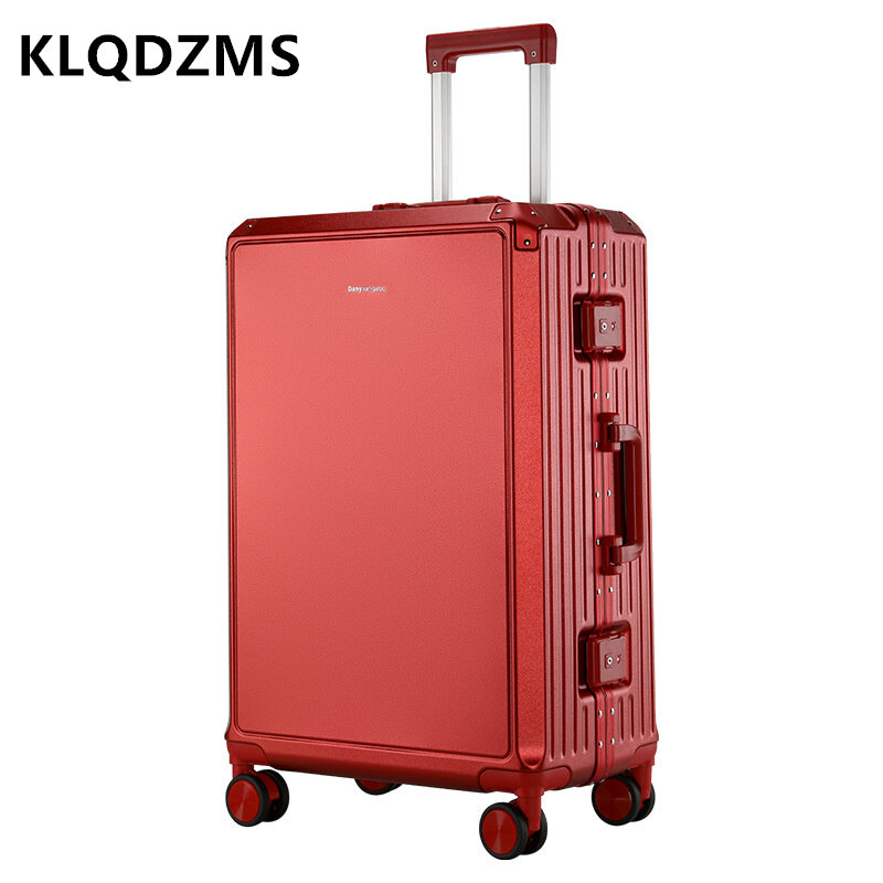 KLQDZMS 20"22"24"26 Inch High Quality Suitcase Aluminum Frame Trolley Case Student Boarding Box Password Box Rolling Luggage