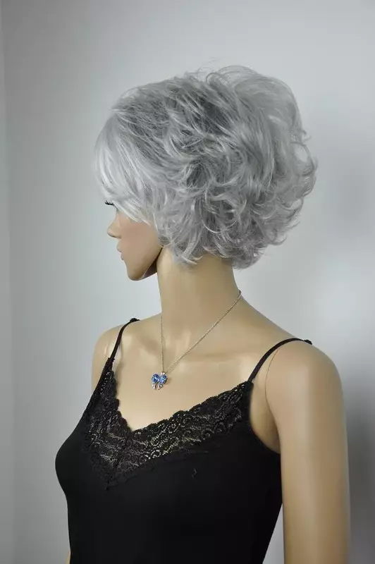 Wholesale FIXSF256 fancy silver gray short wigs for women hair wigs
