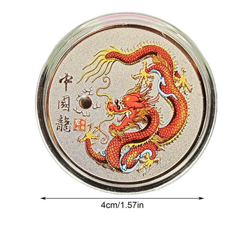Moneda de Año Nuevo Lunar, moneda del zodiaco, decoración de dragón conmemorativo, Festival de Primavera rojo de la suerte, recuerdo de Año Nuevo Lunar para bolsos, 2024