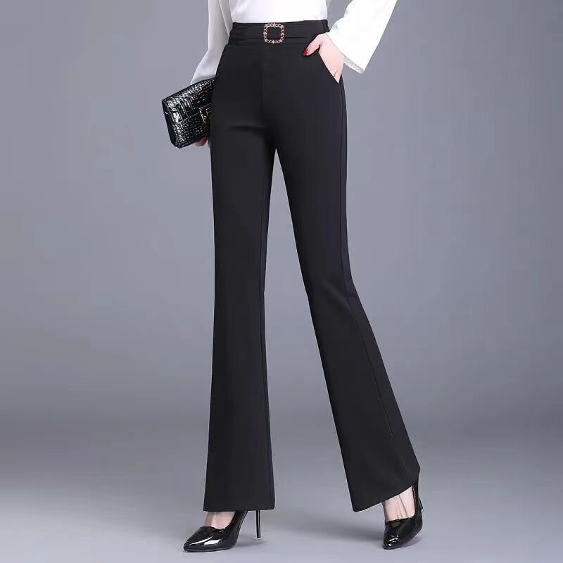 2023 New Micro Flare Pants Women's High Waist Elastic Formal Dress, Spring and Autumn Women's Pants, Fashionable and Slim Fit