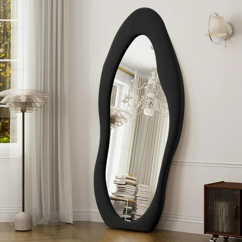 木製フレーム付き壁掛けミラー,リビングルームとベッドルーム用の吊り鏡,71x30インチ