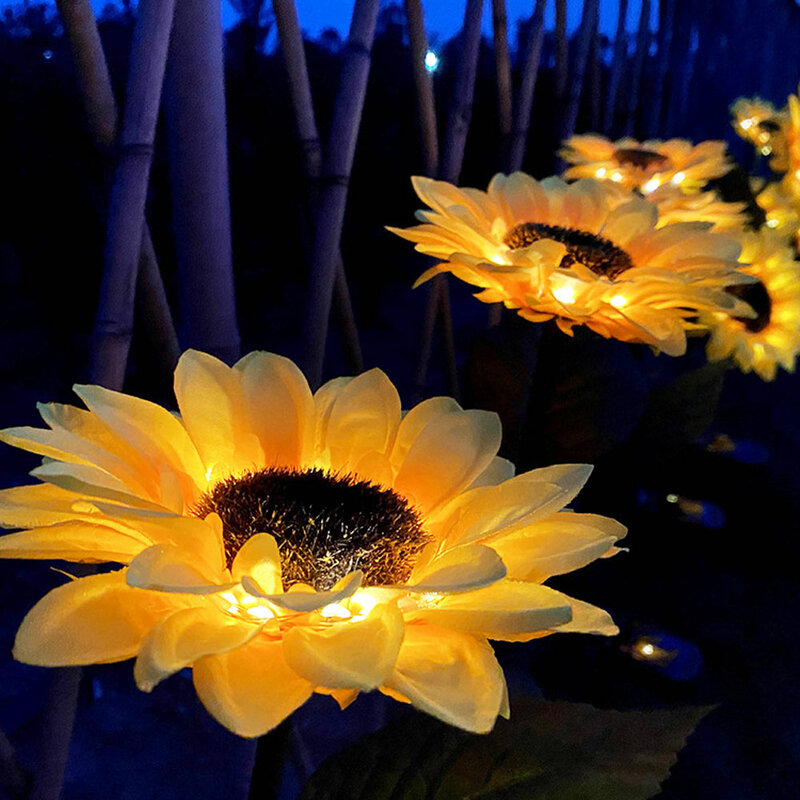 Lampu LED tenaga surya, lampu bunga matahari LED tahan air, lampu lanskap, lampu pintar kontrol cahaya luar ruangan untuk dekorasi taman jalur halaman