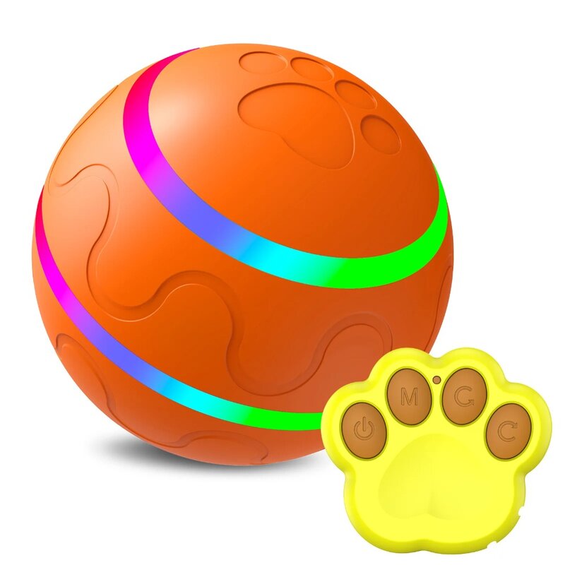 インテリジェントな電気犬のおもちゃボール,LED点滅,インタラクティブなおもちゃ,リモコン,USB充電式,ペット,猫