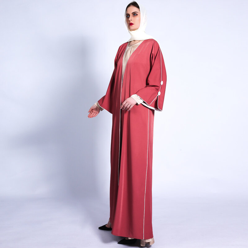 Robe Femme Musulmane Cardigan esterno abito da donna musulmano Cardigan in vita allentata tinta unita Kimono Abaya