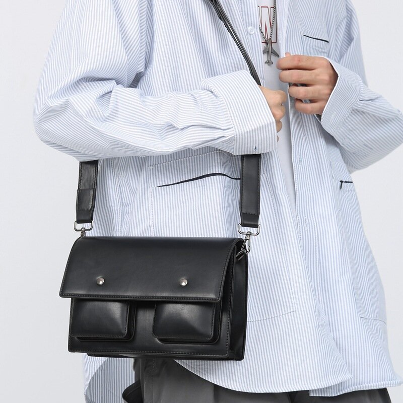 حقيبة جلدية الكورية للرجال ، Ins حقائب كروسبودي ، الرجعية الذكور الرافعة حقيبة ، في الهواء الطلق رسول حقيبة ، شحن مجاني