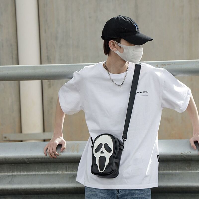 Solid Color Devil Ghost Shoulder Bag Creative Zip Small Bag Skull Crossbody Bag Korean Style PU Travel