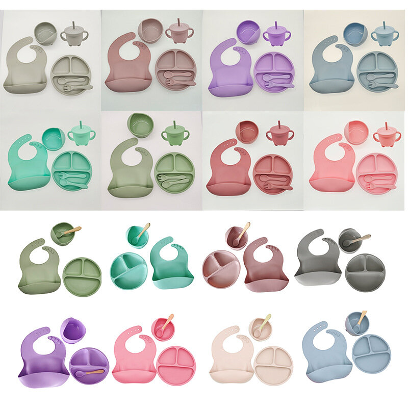 Ensemble de bols standards d'aspiration pour bébé, 8 pièces, en silicone, fournitures pour enfants