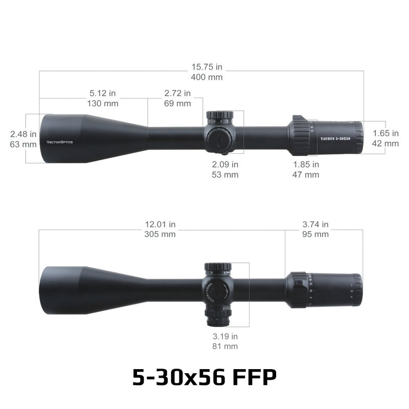 Lunette de visée tactique Vector Optics Taurus 3-18x50/4-24x50/5-30x56 FFP avec éclairage pour le tir à longue distance et la chasse, compatible avec le calibre .338.