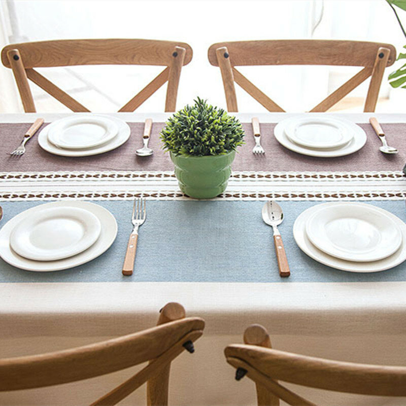 Plaid dekoracyjny obrus lniany z pomponem wodoodporny olejoodporny gruby prostokątny stół weselny pokrywa stolik do herbaty