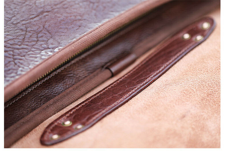 Vintage Fashion Luxury Designer natural organizer genuine Leather Men briefcase Outdoor Work Lawyer Office notebook computer bag