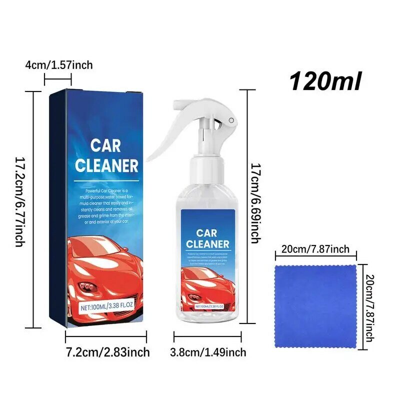 Spray detergente interior do carro, limpador de assento automotivo, removedor de mancha, limpador de assento do veículo, suprimentos de lavagem do carro, 100ml