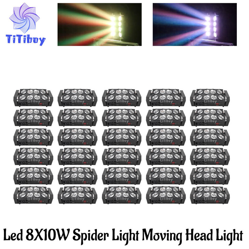 0 Tax 30Pcs 8X10W  Led Spider Light DMX512 Sound Controller LED Moving Head Lights Beam Laser Projector Dj Disco Lighting KTV