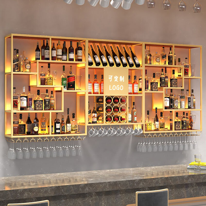 Onder Plank Wijnrekken Whiskyhouder Gouden Slijterij Wijnrek Verticale Pantry Bar Vitrine Kast Stojak Na Wino Decoratie