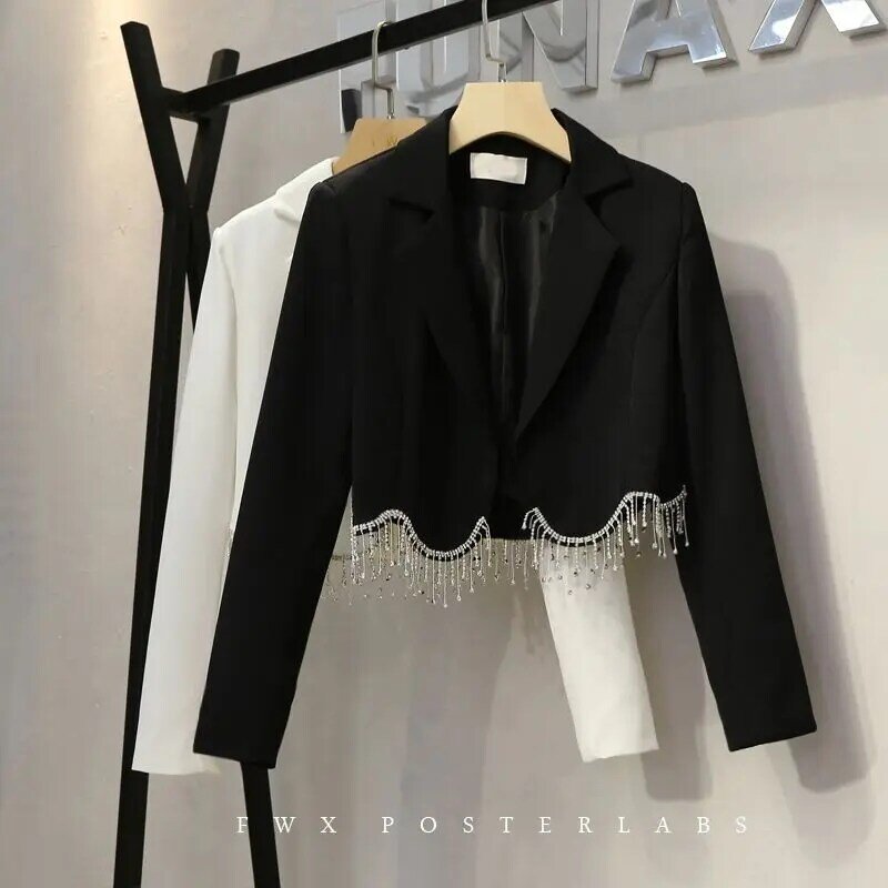 Suit Jacket for Women's Spring/summer Design, Tassel Studded Diamond Short Slim Fit Casual Cardigan Small Jacket