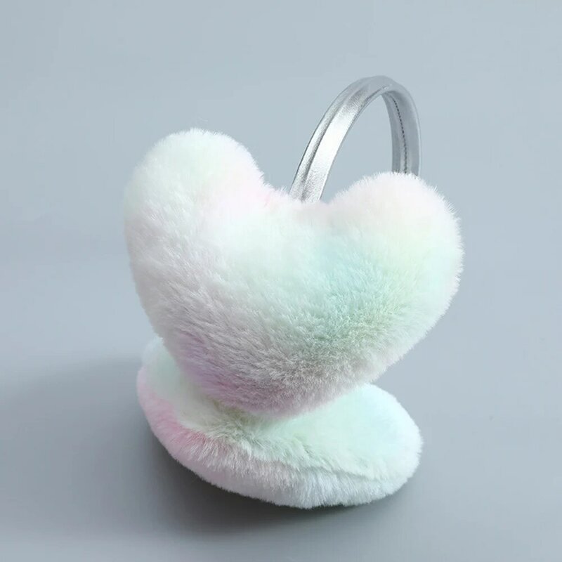 สีหัวใจ-ตุ๊กตาผ้า Earflap Earmuffs ผู้หญิง Earmuff หูฟังฝาครอบที่มีสีสัน Earmuff ฤดูหนาว Elegant Earmuff