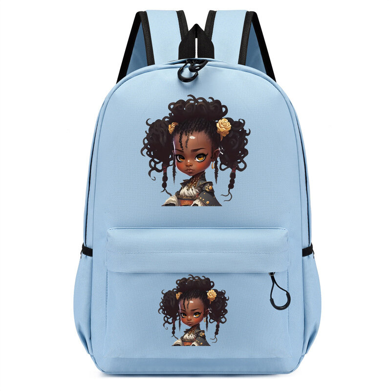 Black Curly Mochila para Crianças, Jardim de Infância Schoolbag, Beautiful Afro Girl Bookbag, Mochilas Escolares de Viagem para Crianças
