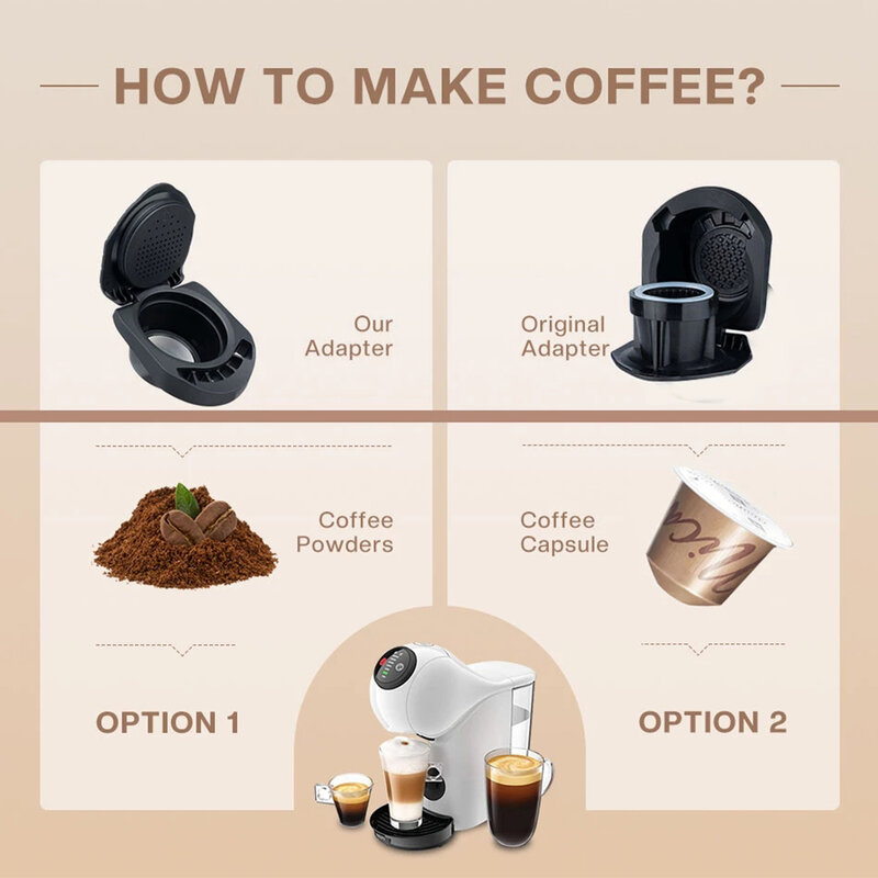 محول كبسولات قابلة لإعادة الاستخدام لكبسولة قهوة من Dolce Gusto محول متوافق مع ملحقات آلة القهوة Genio S Piccolo XS