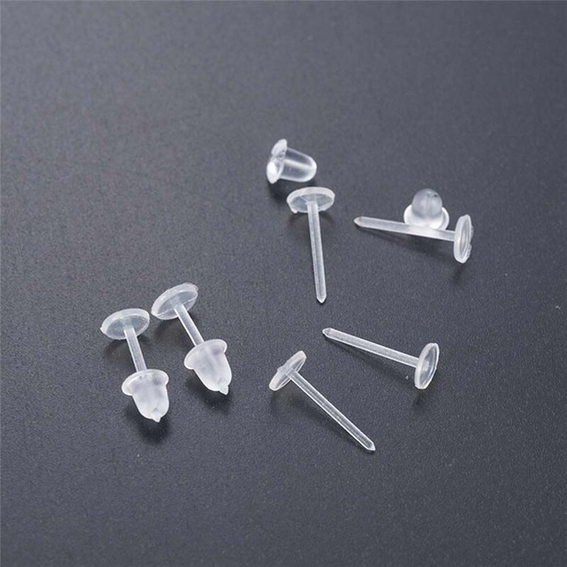Invisible Anti Allergy Replacement Jewelry Making Transparent Pure Color Plastic Stud Earring Ear Post Ear Hole Blockage