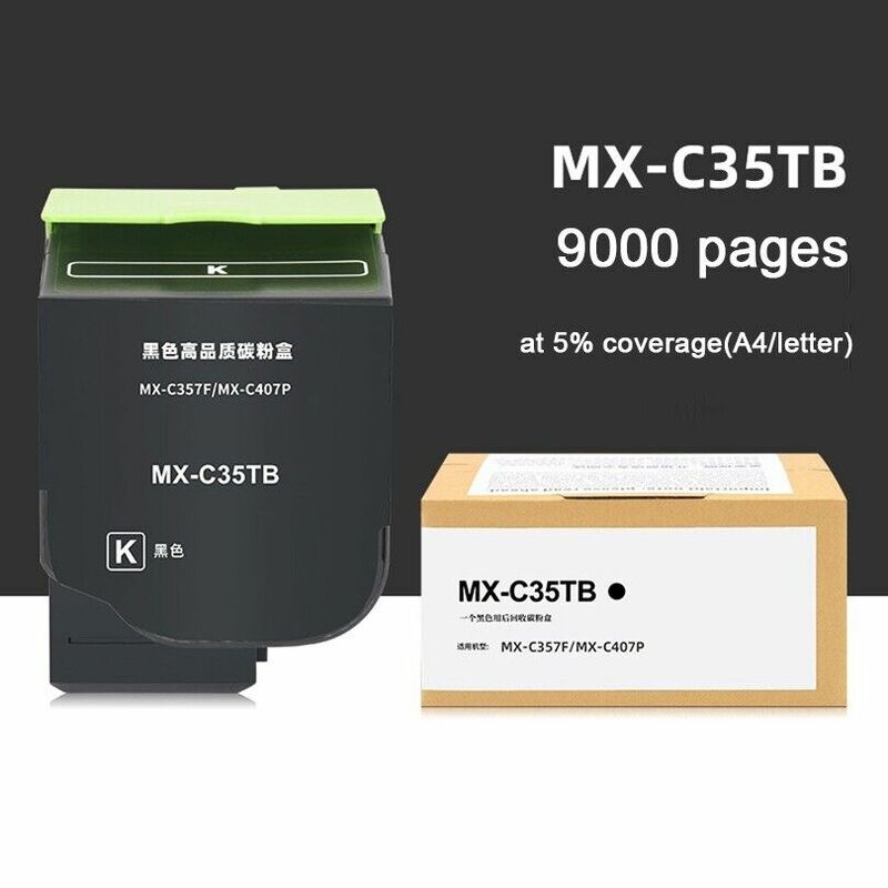 หมึกพิมพ์สีดำ2แพ็คสำหรับ MX-C407P MX-C357F MX-C35TB ที่คมชัด