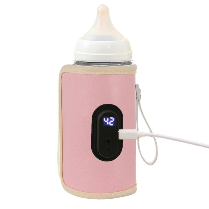Calentador de botellas de lactancia con carga USB, manga calefactora, calentador de leche, temperatura ajustable de 20, bolsa calefactora de leche materna aislada