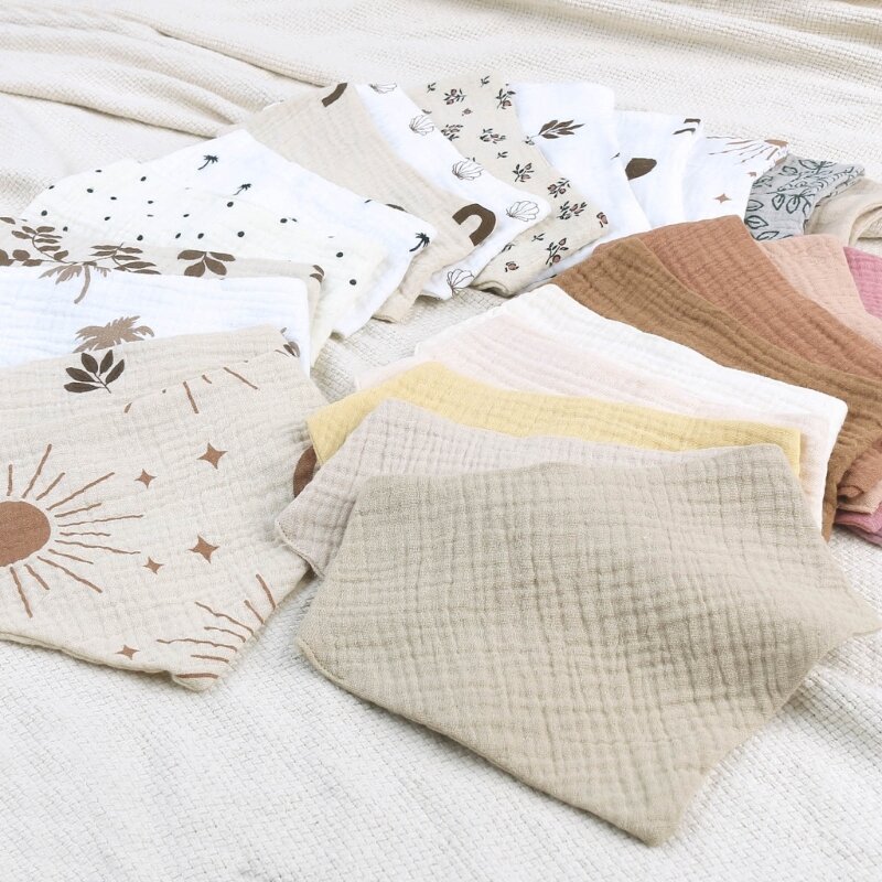 Babadores de algodão do bebê com impressão sólida, lenço confortável, babadores para babar, tecido respirável para saliva, venda quente, 4pcs