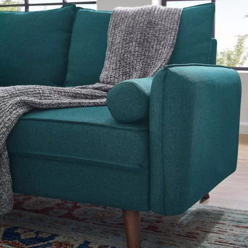 Modway Revive Contemporary Modern Fabric Upholstered Loveseat In Teal