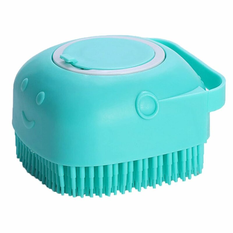Pet Dog Shampoo Brush 2.7oz 80ml Cat Massage Comb Grooming Scrubber for Bathing Short Hair Soft Silicone Rubber