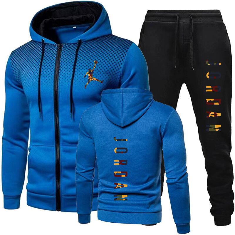 Chándal con capucha para hombre, conjunto de 2 piezas, ropa deportiva de ocio, ropa de calle de Hip Hop, primavera y otoño, 2024