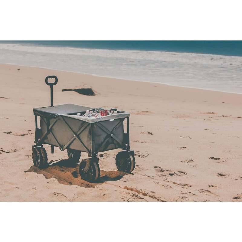 ONIVA - a Picnic Time brand Adventure Wagon Elite carro da spiaggia pieghevole per tutti i terreni con ruote grandi più coperchio da tavolo e Soft Cool