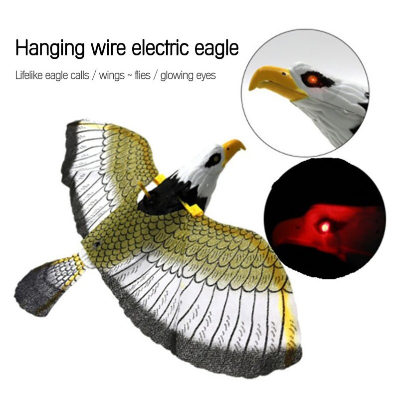 Luminous Bird  with Music Simulated Electric Hanging Eagle Flying  Scarer Garden Decoration Portable Projection Toys