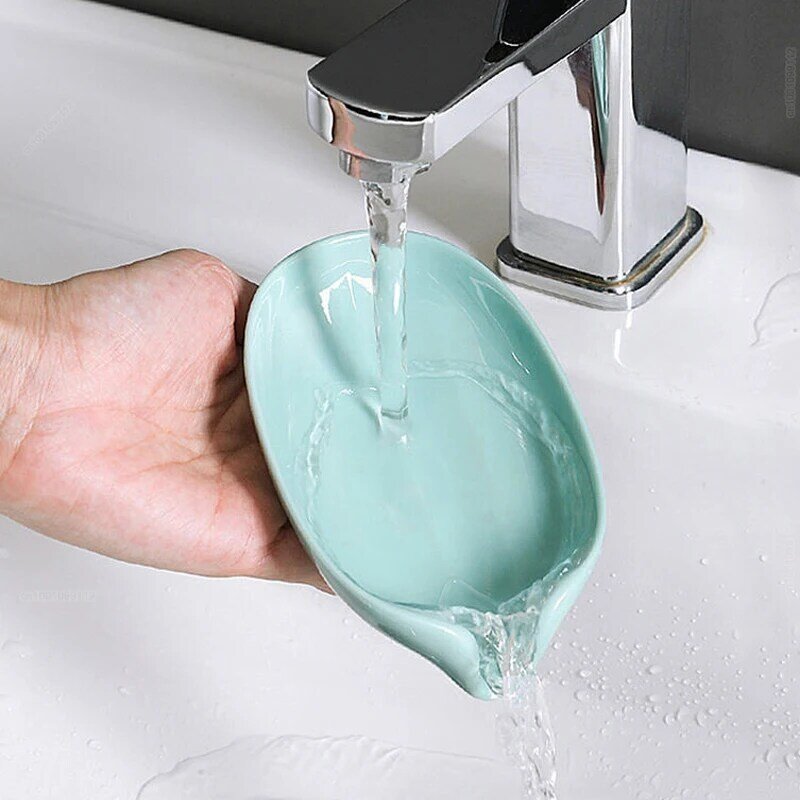 Boîte à savon en forme de feuille porte-savon de vidange accessoires de salle de bains ventouse porte-savon plateau porte-savon pour salle de bains conteneur de savon