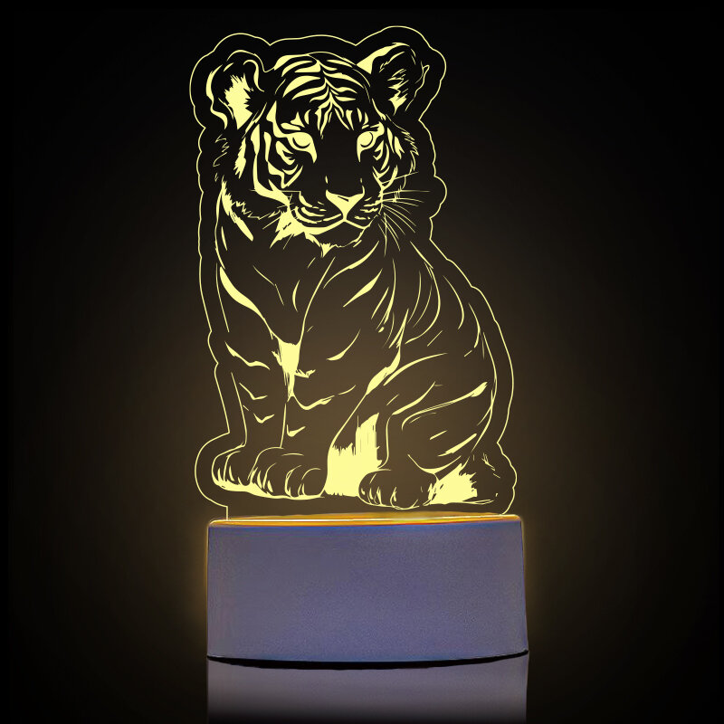 3D Visual LED Night Light, Base branca, Luzes noturnas, Decoração para casa, Lâmpadas de cabeceira, Acrílico Room Decor, LED Desk Lamps