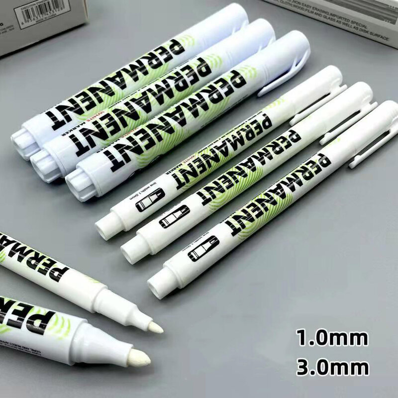 3.0/1,0mm Weiß Marker Stift Wasserdichte Graffiti Farbe Öl Auto Reifen Permanent Wasserdichte Farbe Marker Glas Leder