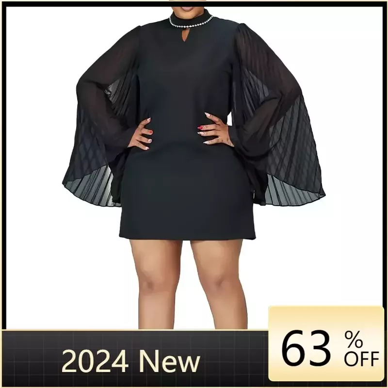 Gaun wanita ukuran Plus elegan gaun pesta malam Ruched modis gaun wanita musim panas 2024 pakaian wanita mewah ukuran besar kasual