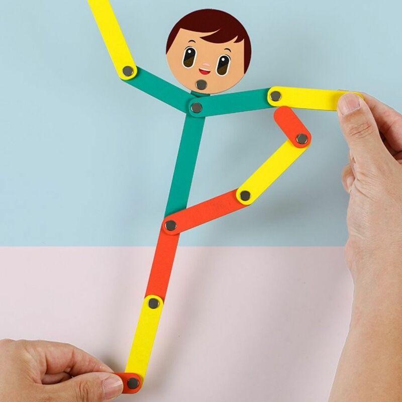 Pose Cards Matchstick Man Toy Adjustable Card Matching Montessori Wooden Fine Motor Training Toy Gifts