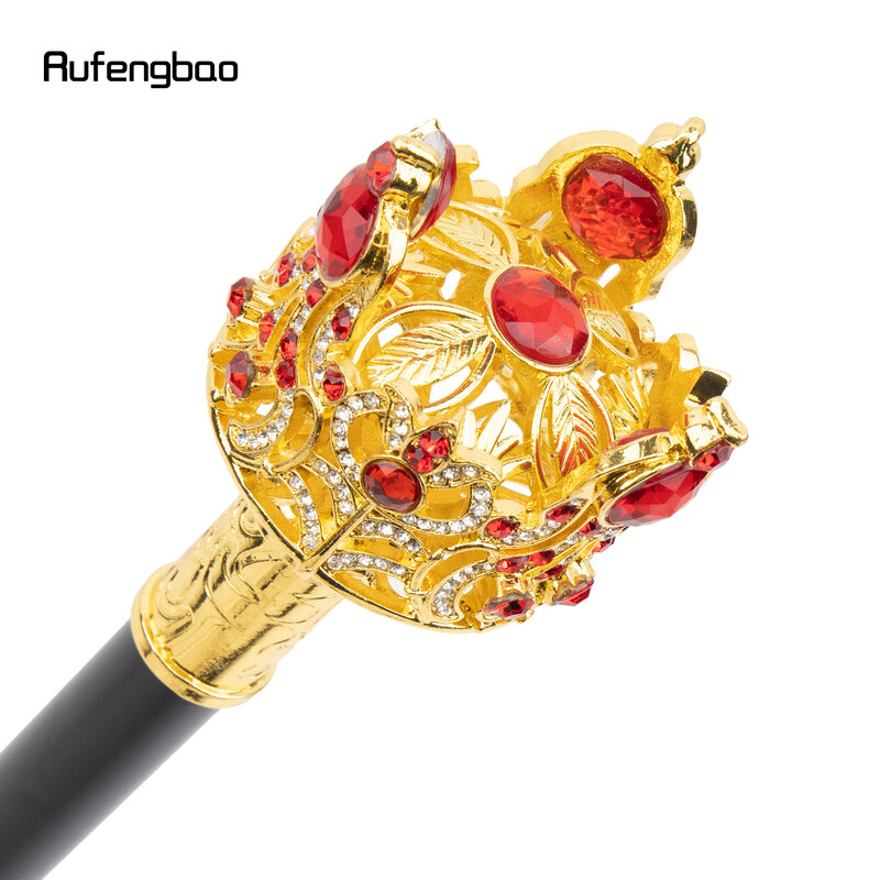 ダイヤモンドの形をした金と赤の王冠,人工知能によるウォーキングスティック,エレガントなコスプレスティック,ファッショナブルな装飾,95cm