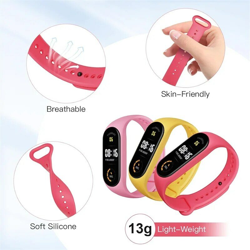 Wristband For Xiaomi Mi Band 5 4 3 6 nfc Silicone Strap Bracelet Replacement For Xiaomi Band 7 4 5 6 nfc Wrist Color TPU Strap