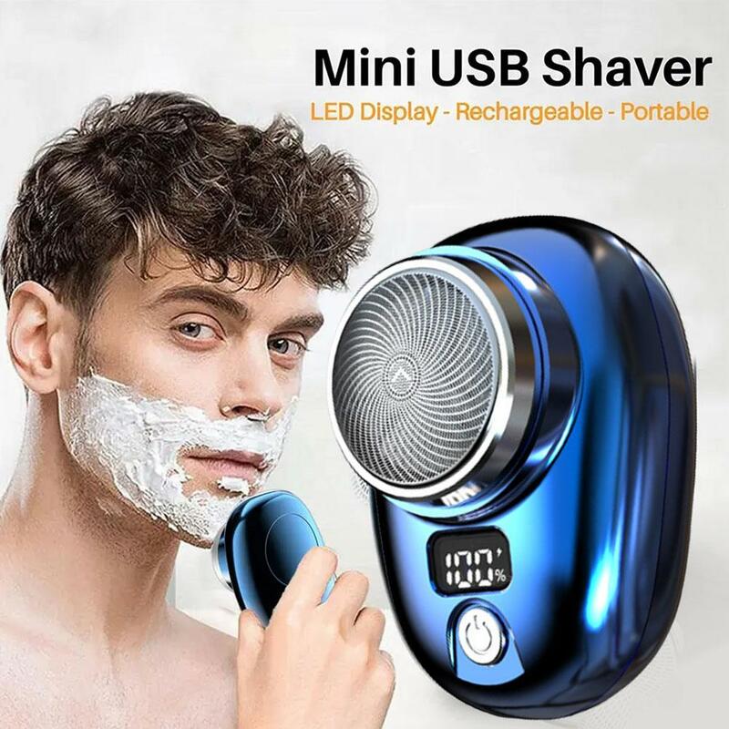 Mini Electric Razor Shaver for Men Vehicle Mounted Shave with Digital Display Cordless Travel Pocket Shaver Face Beard Trimmer