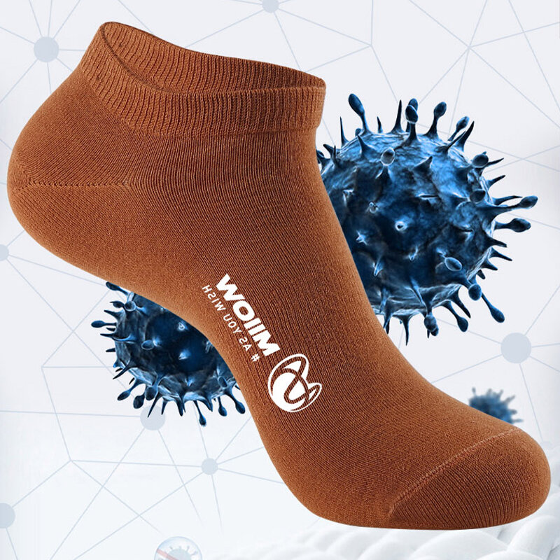 Miiow 5 pares harajuku marca homem meias antibacteriano respirável barco meias desodorante meias tornozelo hombre algodão